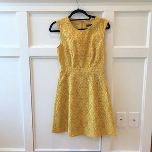 Mustard yellow J Crew jacquard eyelet dress